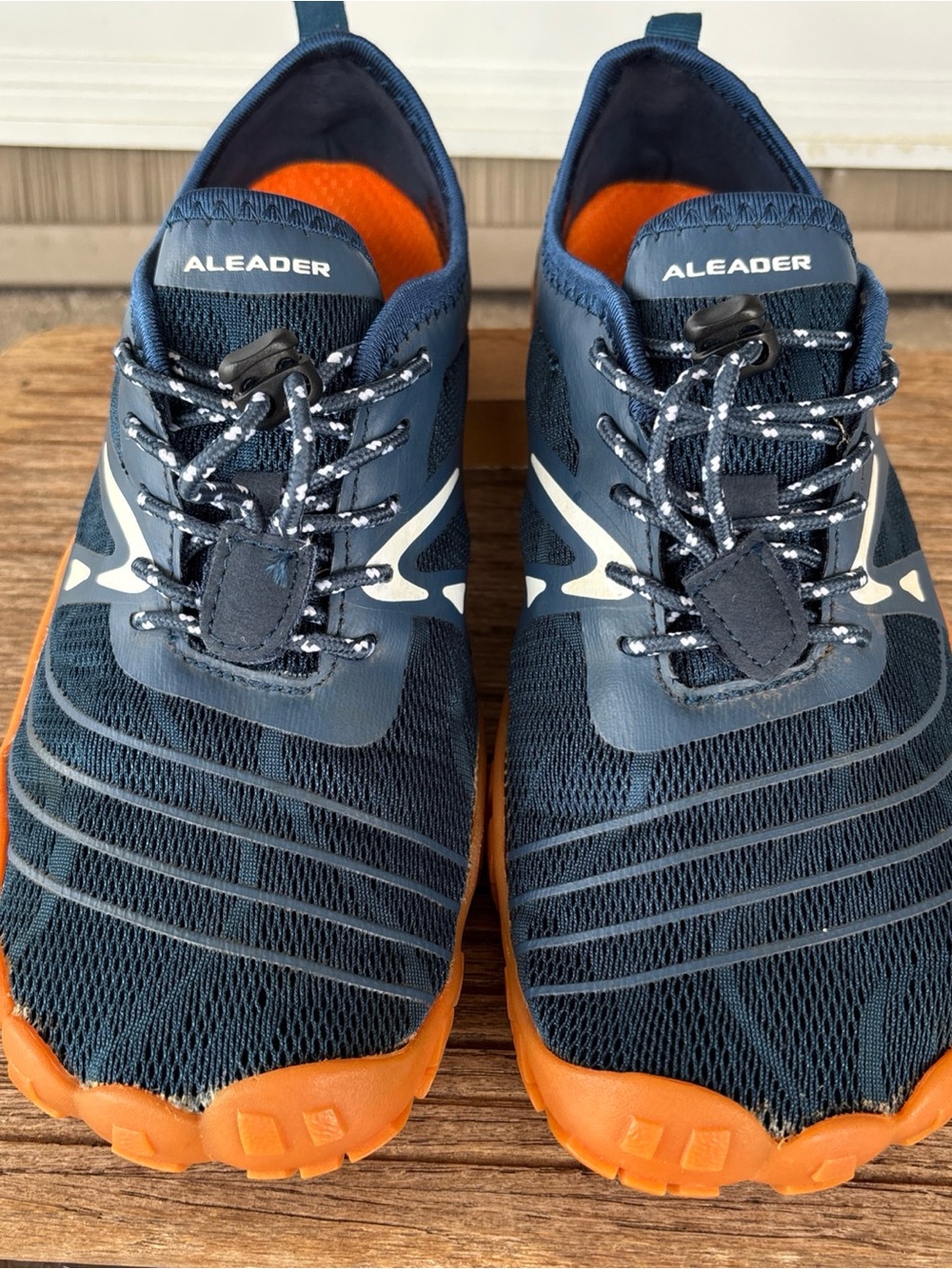 Aleader Women’s Navy Running Athletic Water Shoes with Orange Outsole 9/40